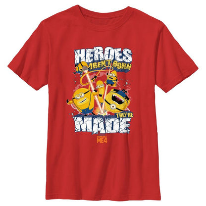 Boy's Despicable Me 4 Mega Minions Heroes Aren't Born They're Made T-Shirt