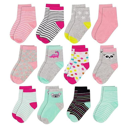 Animal Patterns 12 pack socks for Girls, Toddlers Ages 2-5