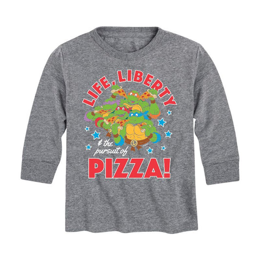 تي شيرت جرافيكي بأكمام طويلة للأولاد - سلاحف النينجا المراهقة المتحولة - حياة الحرية مطاردة البيتزا