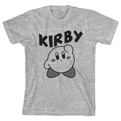 تي شيرت رياضي للشباب من Bioworld Kirby Outline برسومات رمادية باهتة