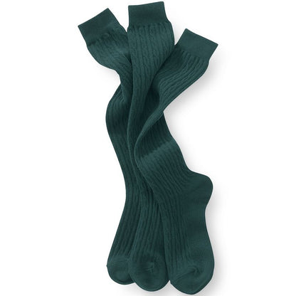Lands' End Kids Solid Cable Knee Socks (3-pack)