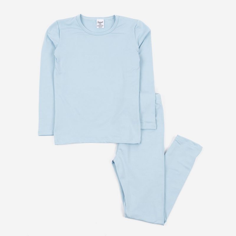 Leveret Kids Two Piece Classic Solid Color Thermal Pajamas