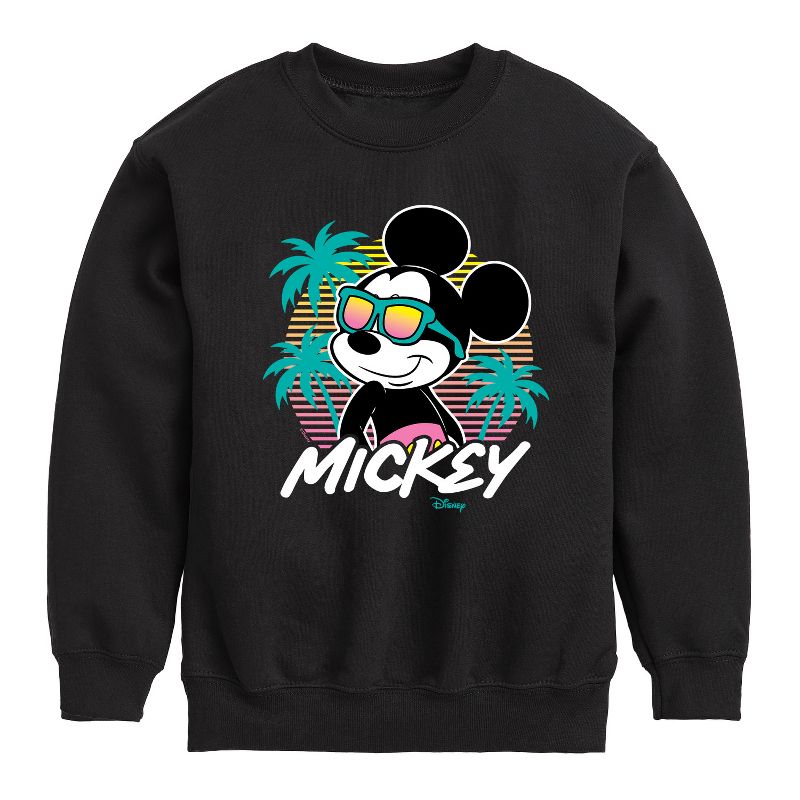 Boys' - Disney - Mickey Sunset Shades Graphic Long Sleeve Fleece Sweatshirt