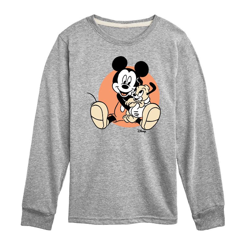 Boys' - Disney - Mickey Mouse Hugs His Puppy Long Sleeve Graphic T-Shirt