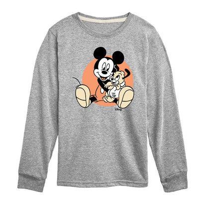 Boys' - Disney - Mickey Mouse Hugs His Puppy Long Sleeve Graphic T-Shirt