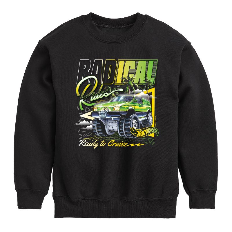 Boys' - Hot Wheels - Radical Rides 80S Graphic Long Sleeve Fleece Sweatshirt