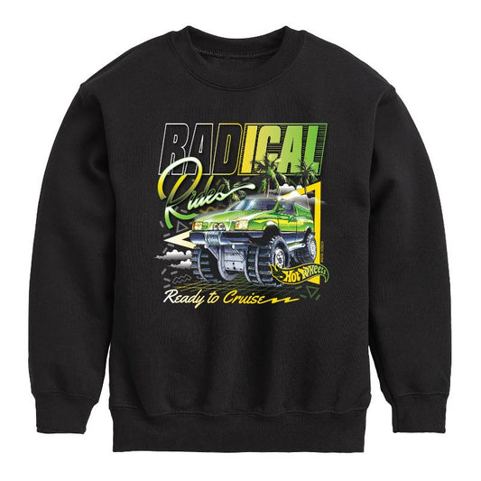 Boys' - Hot Wheels - Radical Rides 80S Graphic Long Sleeve Fleece Sweatshirt