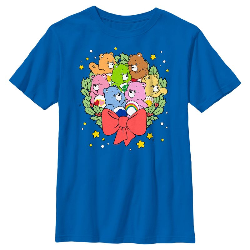 Boy's Care Bears Christmas Wreath Bears T-Shirt