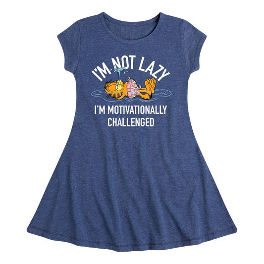 Girls' - Garfield - Not Lazy Fit & Flair Cap Sleeve Dress