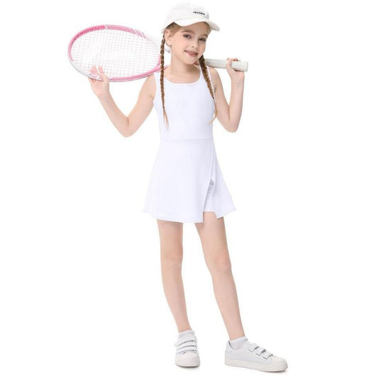 Girls Silt Tennis Dress with Built-in Shorts Girls Athletic Dress Sleeveless A Line Tennis Dress Pleated Girls Golf Dress