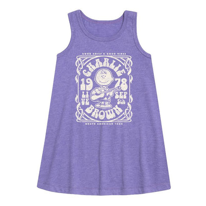 Girls' - Peanuts - Charlie Brown Tour Graphic Sleeveless Aline Dress