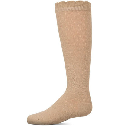 Memoi Girls Pointelle Soft Stretch Cotton Knee Socks