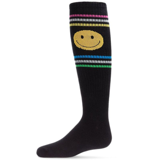 Memoi Multi Stripe Smiley Cotton Blend Knee High Sock