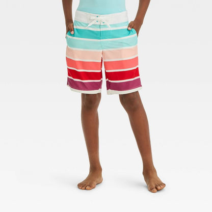 Boys' Striped Swim Shorts - art class™ Green/Red