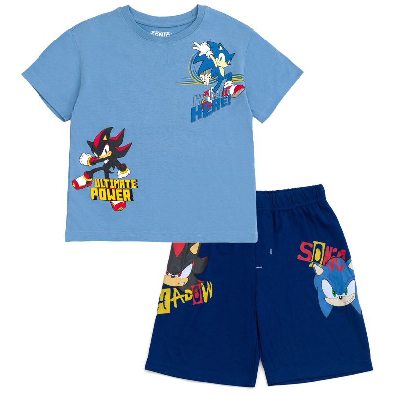 طقم ملابس رياضية من SEGA Sonic the Hedgehog، تيشيرت وشورت، مناسب للأطفال الصغار والكبار