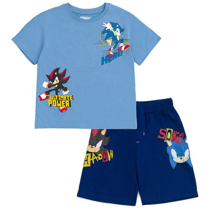 طقم ملابس رياضية من SEGA Sonic the Hedgehog، تيشيرت وشورت، مناسب للأطفال الصغار والكبار