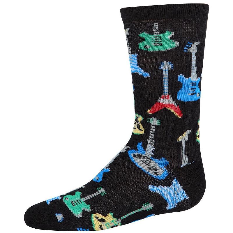 Memoi Boys' Guitar Rayon from Bamboo Blend Crew Socks