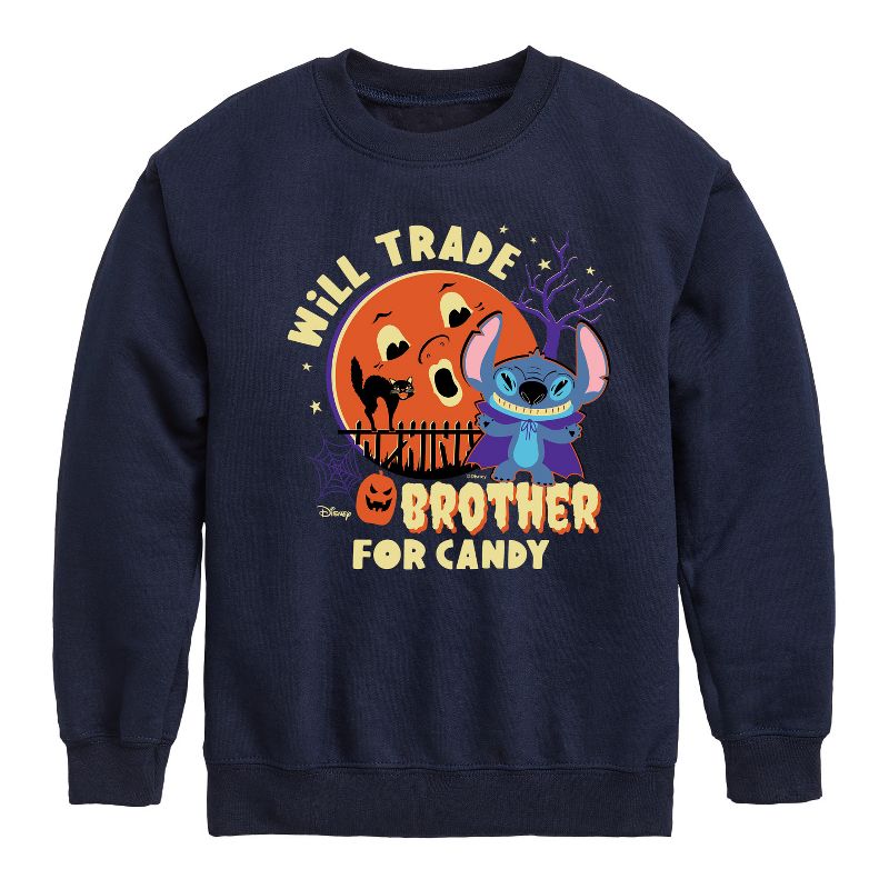 Boys' - Disney - Will Trade Brother For Candy Graphic Long Sleeve Fleece Sweatshirt