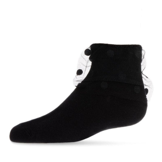 Memoi Flocked Dot Cotton Blend Tulle Anklet