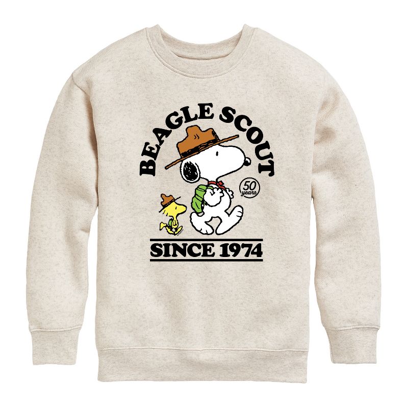 Boys' - Peanuts - Beagle Scout Since 1974 Graphic Long Sleeve Fleece Sweatshirt