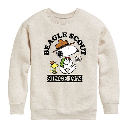 Boys' - Peanuts - Beagle Scout Since 1974 Graphic Long Sleeve Fleece Sweatshirt