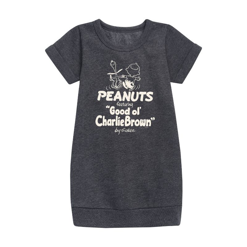 فستان تشارلي براون الجرافيكي بأكمام قصيرة من الصوف - Peanuts - للبنات