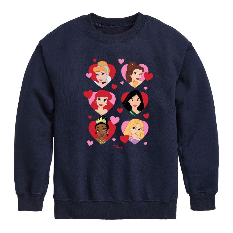 Boys' - Disney - Princess Heart Grid Graphic Long Sleeve Fleece Sweatshirt