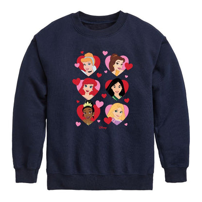 Boys' - Disney - Princess Heart Grid Graphic Long Sleeve Fleece Sweatshirt