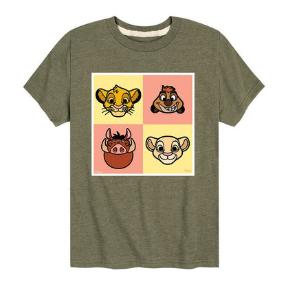 Boys' - Disney - Faces Lion King Grid Short Sleeve Graphic T-Shirt