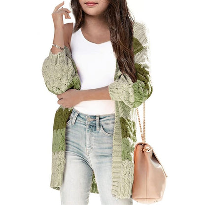 Girls Sweater Cardigan Open Front Longline Sweater Cable Knit Sweater Long Sleeve Color Block Sweater