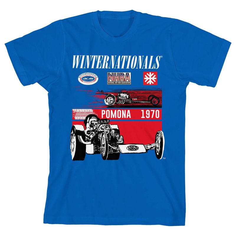 National Hot Rod Association NHRA Car Black and White, Winternationals, Logos, Pomona 1970 on royal Youth T-Shirt