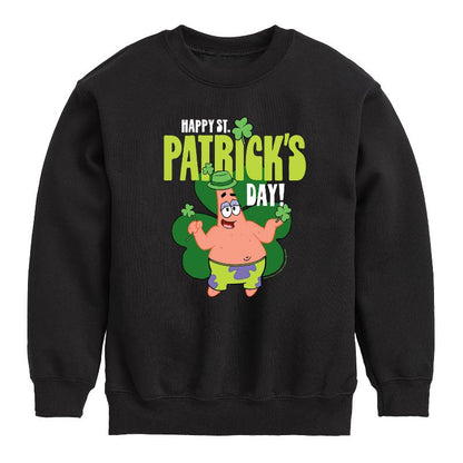 Boys' - SpongeBob Squarepants - Happy St Patricks Day Graphic Long Sleeve Fleece Sweatshirt
