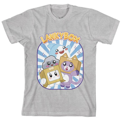 تي شيرت رياضي للأولاد من LankyBox مطبوع عليه صورة سمكة قرش، روكي، بوكسي وفوكسي، برقبة دائرية وأكمام قصيرة