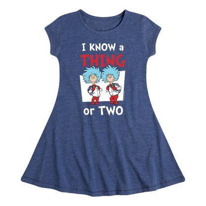 فستان بناتي - دكتور سوس - أعرف شيئًا أو اثنين، مناسب للمدرسة، بأكمام قصيرة، بتصميم أنيق