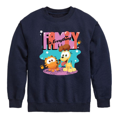Boys' - Garfield - Family Is Everything Graphic Long Sleeve Fleece Sweatshirt