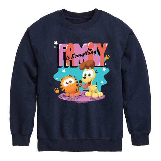 Boys' - Garfield - Family Is Everything Graphic Long Sleeve Fleece Sweatshirt