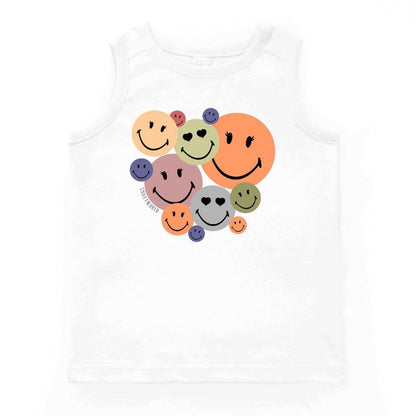 بلوزة شبابية بدون أكمام من مجموعة SmileyWorld Stacked Smiles من The Juniper Shop
