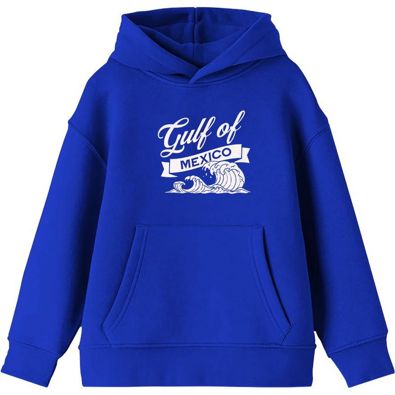 Gulf of Mexico Black and White Wave Youth Long Sleee Hoodie