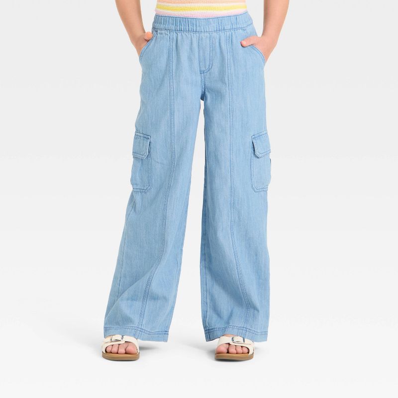 Girls' Pull-On Wide Leg Cargo Pants - Cat & Jack™