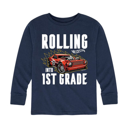 Boys' - Hot Wheels - Rolling Into 1st Grade Long Sleeve Graphic T-Shirt