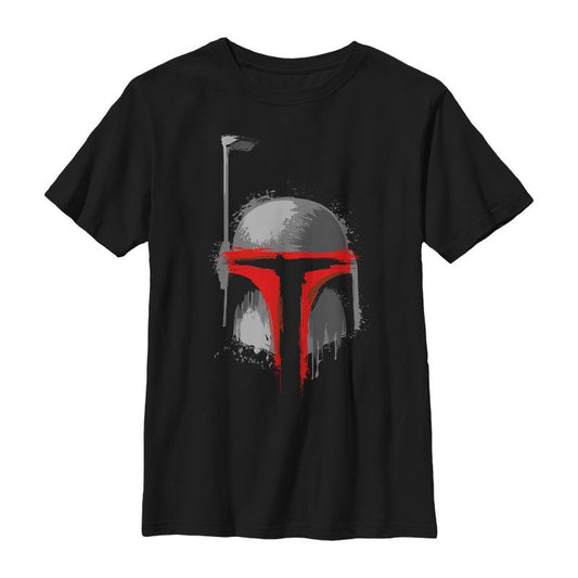 Boy's Star Wars Messy Boba Fett Painted Helmet T-Shirt