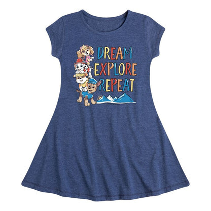 Girls' - Paw Patrol - Dream, Explore, Repeat Fit & Flair Cap Sleeve Dress