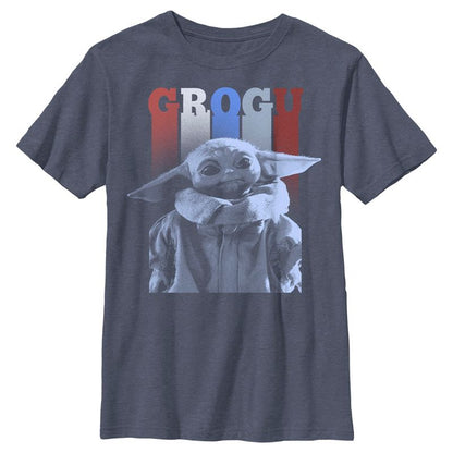 Boy's Star Wars The Mandalorian Fourth of July Grogu Portrait T-Shirt