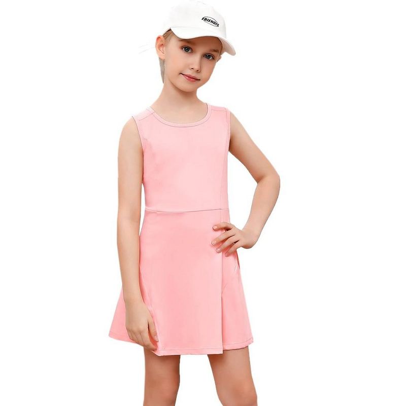 Girls Tennis Dress with Built-in Shorts Girls Athletic Dress Sleeveless A Line Tennis Dress Pleated Girls Golf Dress