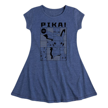 Girls' - Pokémon - Pika Squares Fit & Flair Cap Sleeve Dress