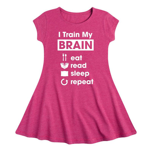 Girls' - Instant Message - I Train My Brain Fit & Flair Cap Sleeve Dress