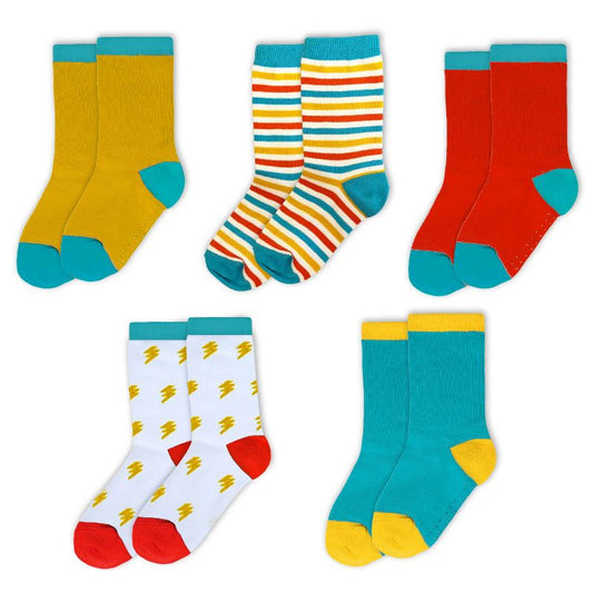 Mightly Kids Organic Cotton Crew Socks 5-pack