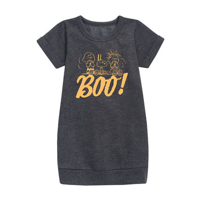 Girls' - Peanuts - Boo Graphic Short Sleeve Fleece Dress