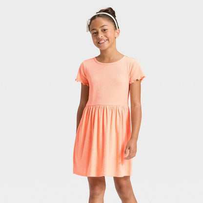Girls' Short Sleeve Ribbed Dress - Cat & Jack