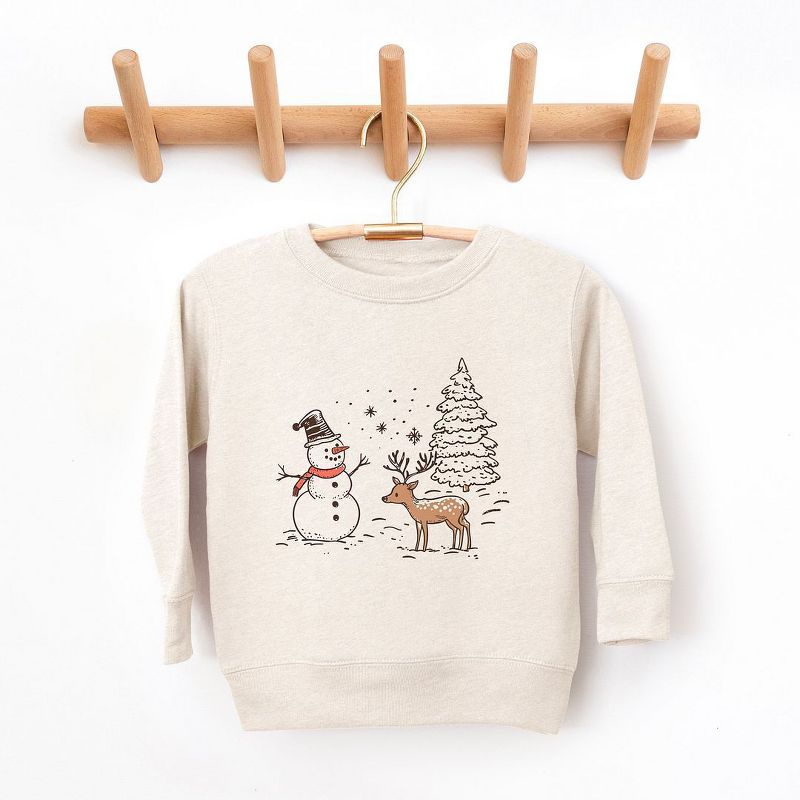 The Juniper Shop Deer Snowman Scene Youth Ultra-Soft Graphic Sweatshirt